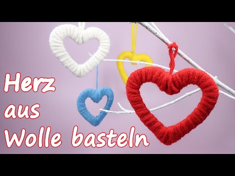 Farbiges Herz aus Wolle basteln 💘💙💛