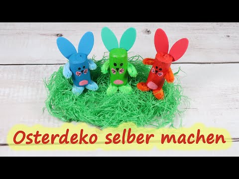 Osterdeko selber machen - Osterhasen basteln mit Weinkorken &amp; Pfeifenputzern 🐰