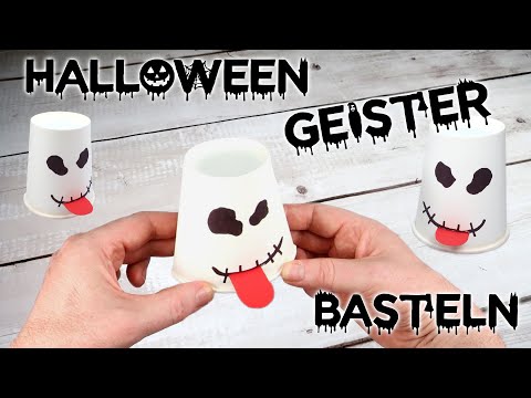 Geister aus Pappbecher basteln - Halloween Deko und Spielzeug 🎃👻