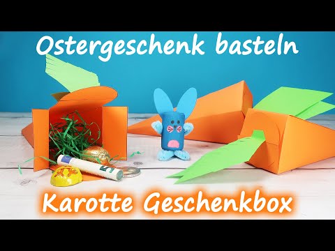 Ostergeschenk basteln - Karotte Geschenkbox für Süßigkeiten, Geldgeschenke und mehr 🥕🐇